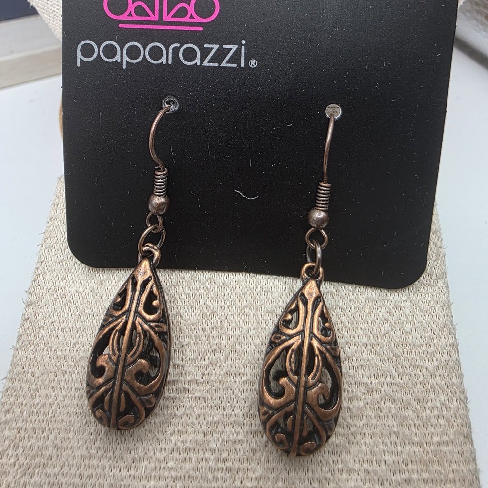 Paparazzi Copper Filigree Earrings (758)